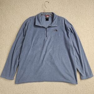 North Face Pullover Fleece 1/4 Zip Light Blue Lightweight Mens XXL Polartec